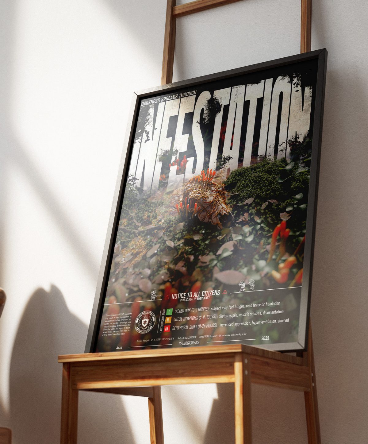 IFST-5-Crop-1 Poster Infestation posé sur une chaise - Affiche cinéma artistique