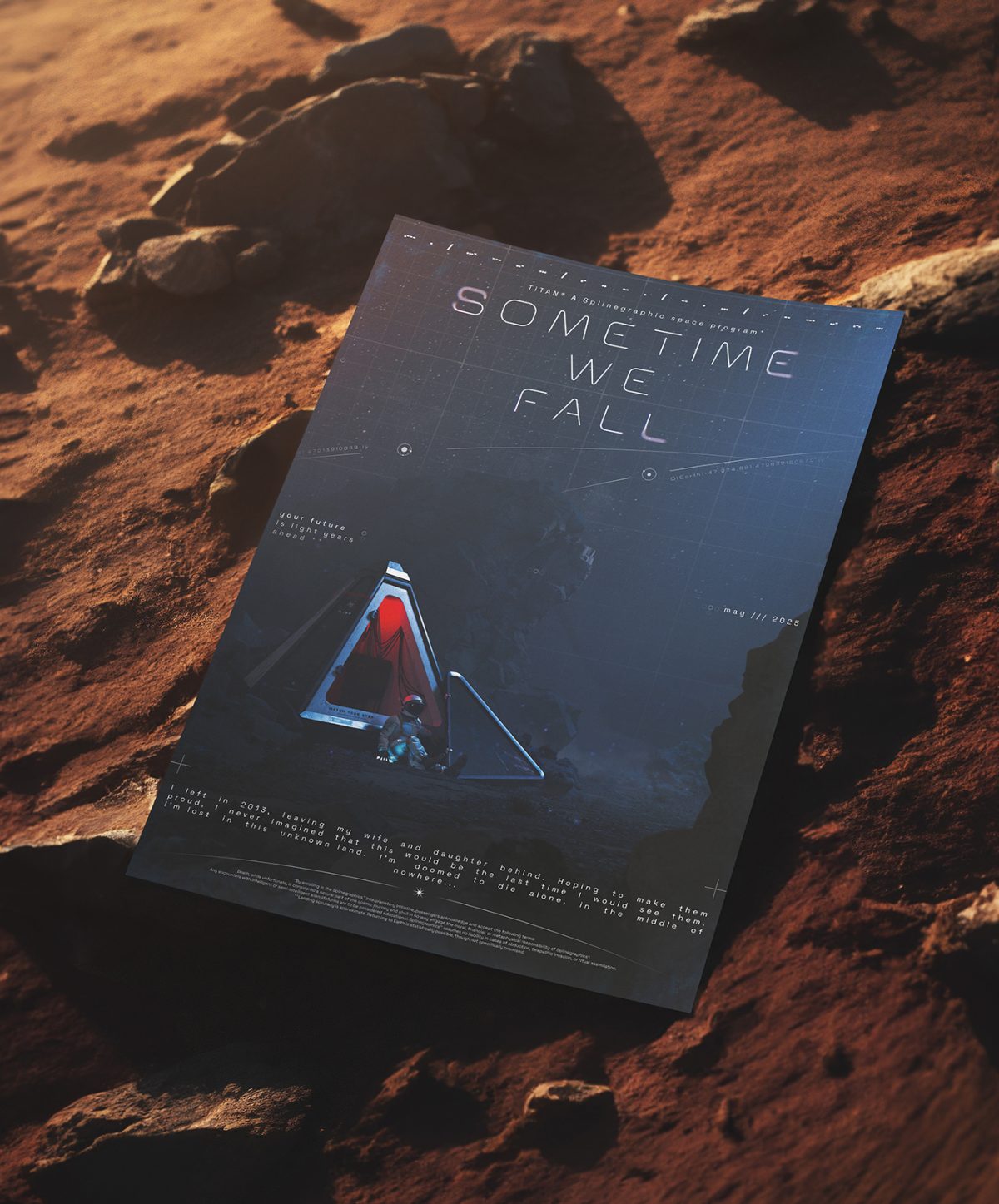 Poster sur mars science-fiction Poster Sometime we fall posé sur le sol sur mars