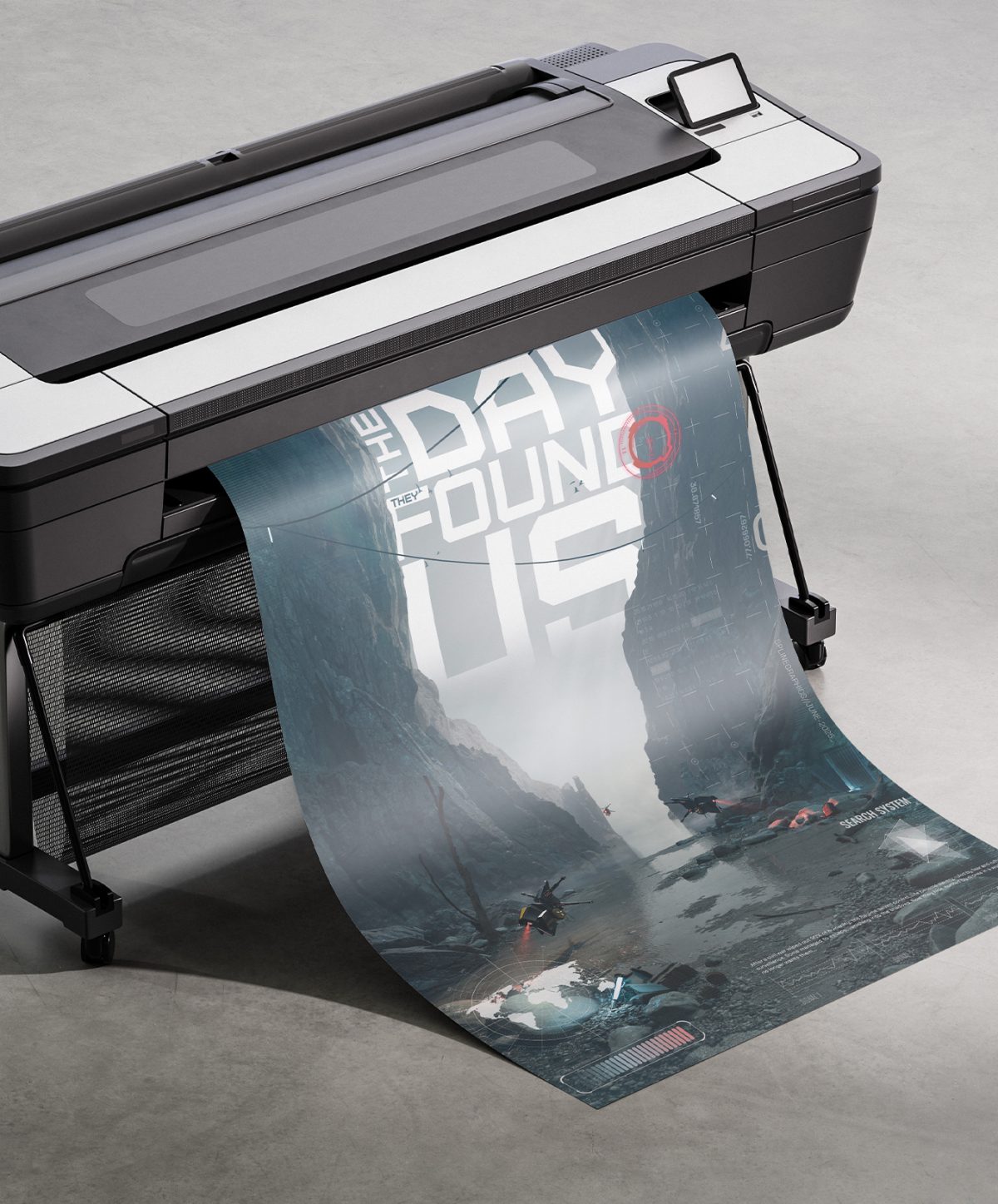 Poster The day they found us – avec une imprimante Poster The day they found us – Affiche artistique cinéma, design original sorti d'une imprimante
