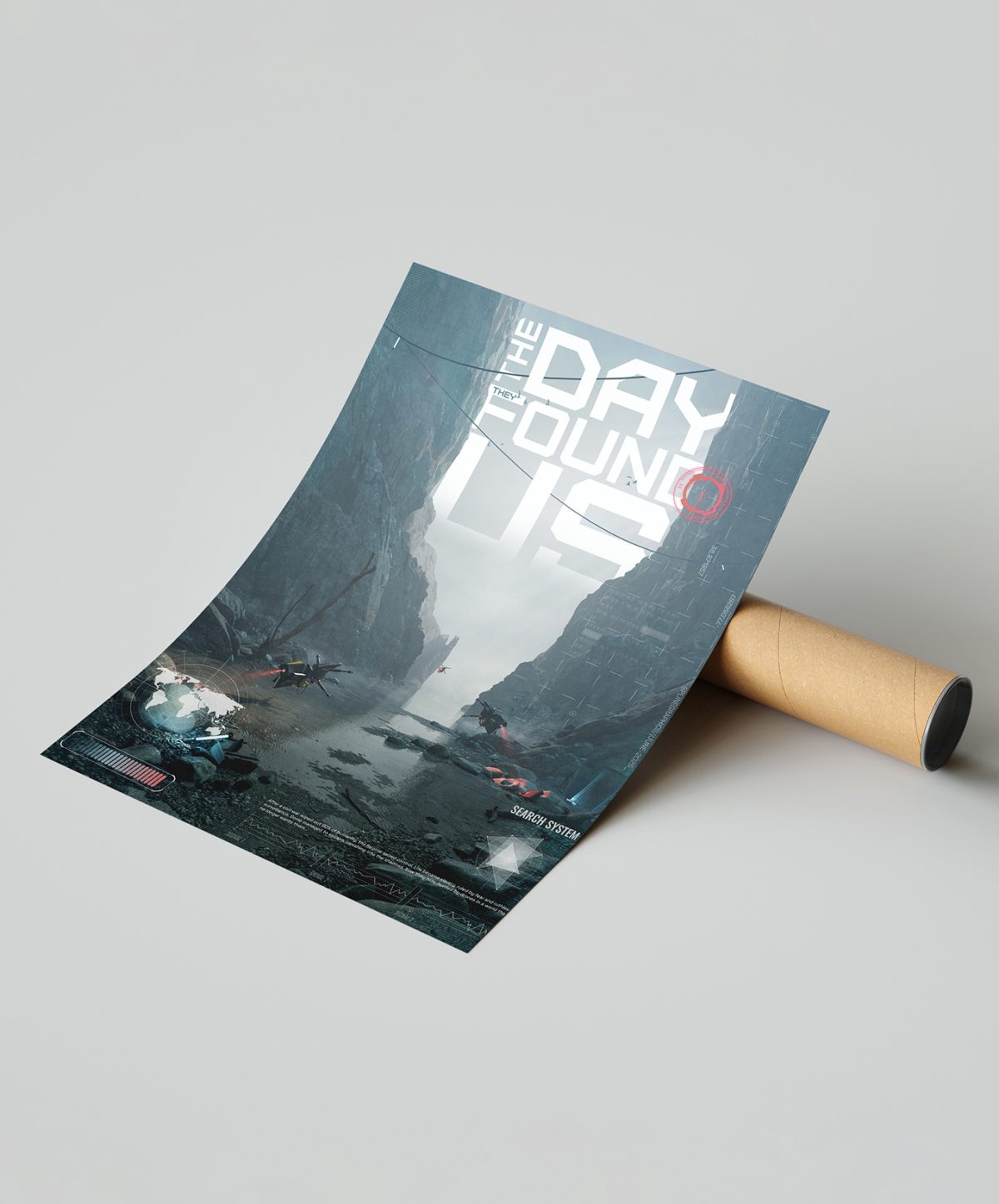 Poster The day they found us – avec le tube d'envoie Poster The day they found us à coté d'un tube pour envoie - Affiche cinéma artistique