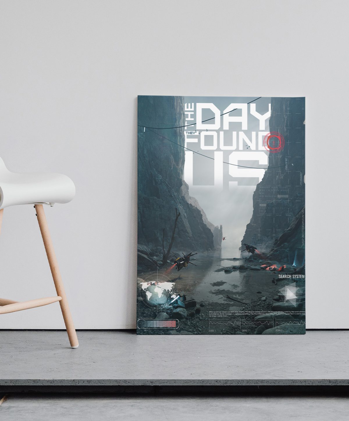 Poster The day they found us – avec chaise Poster The day they found us à coté d'une chaise - Affiche cinéma artistique